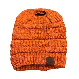 CC Women Ponytail Beanie Lined Orange skuO